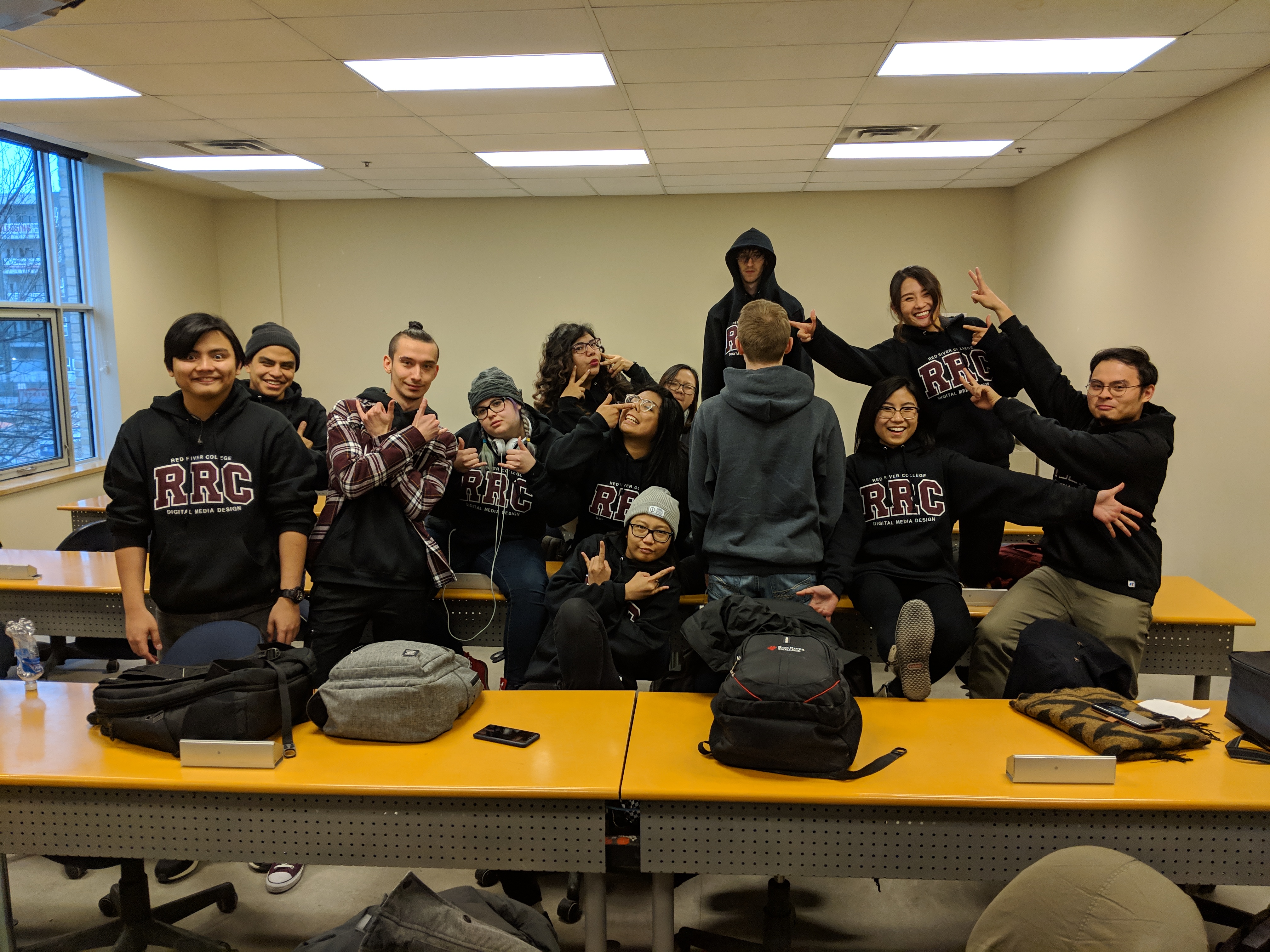 Charles (farthest right) and his colleagues at Red River College